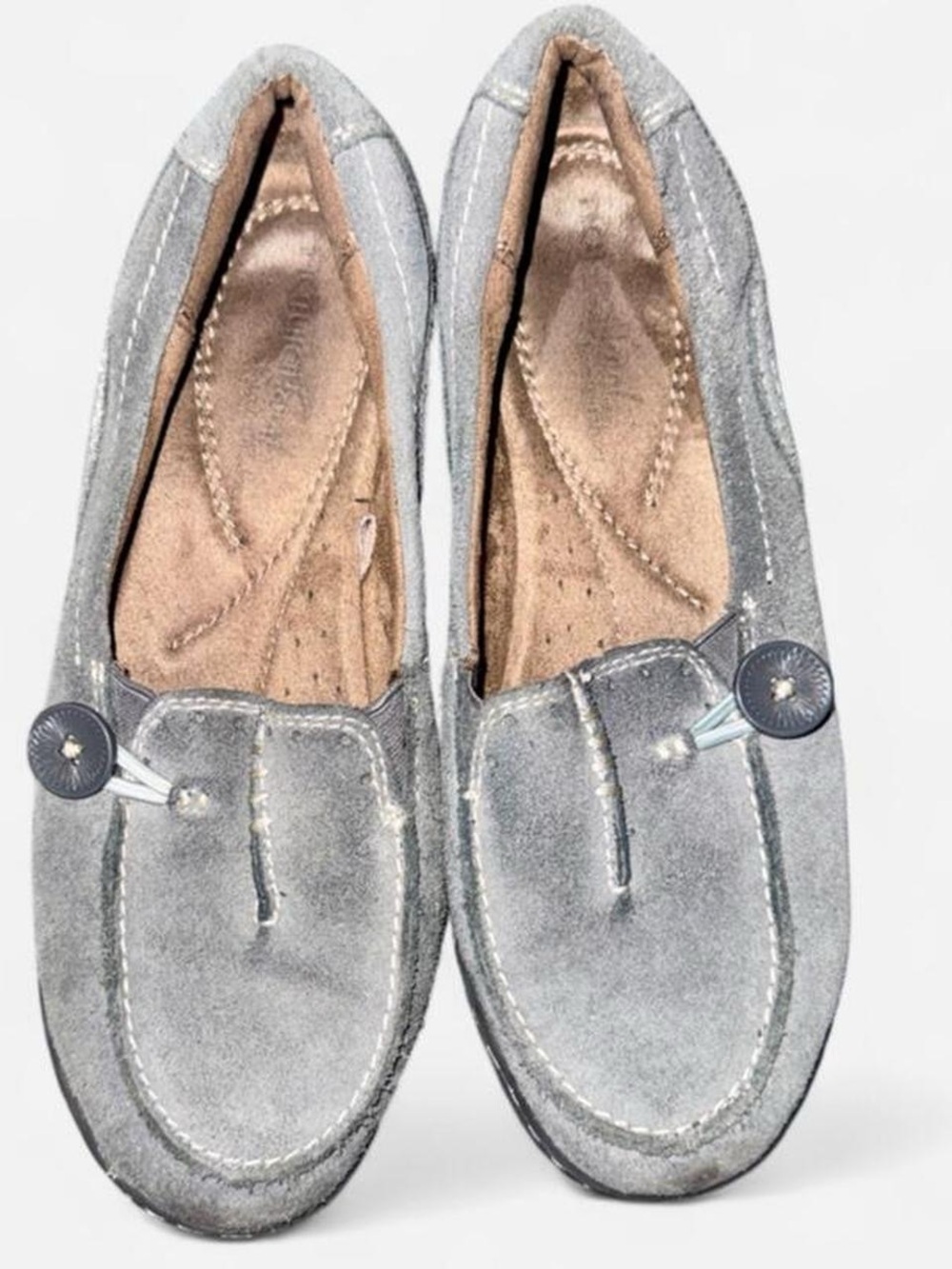 Naturalizer Gray and Black Suede Slip On Loafers, size 6